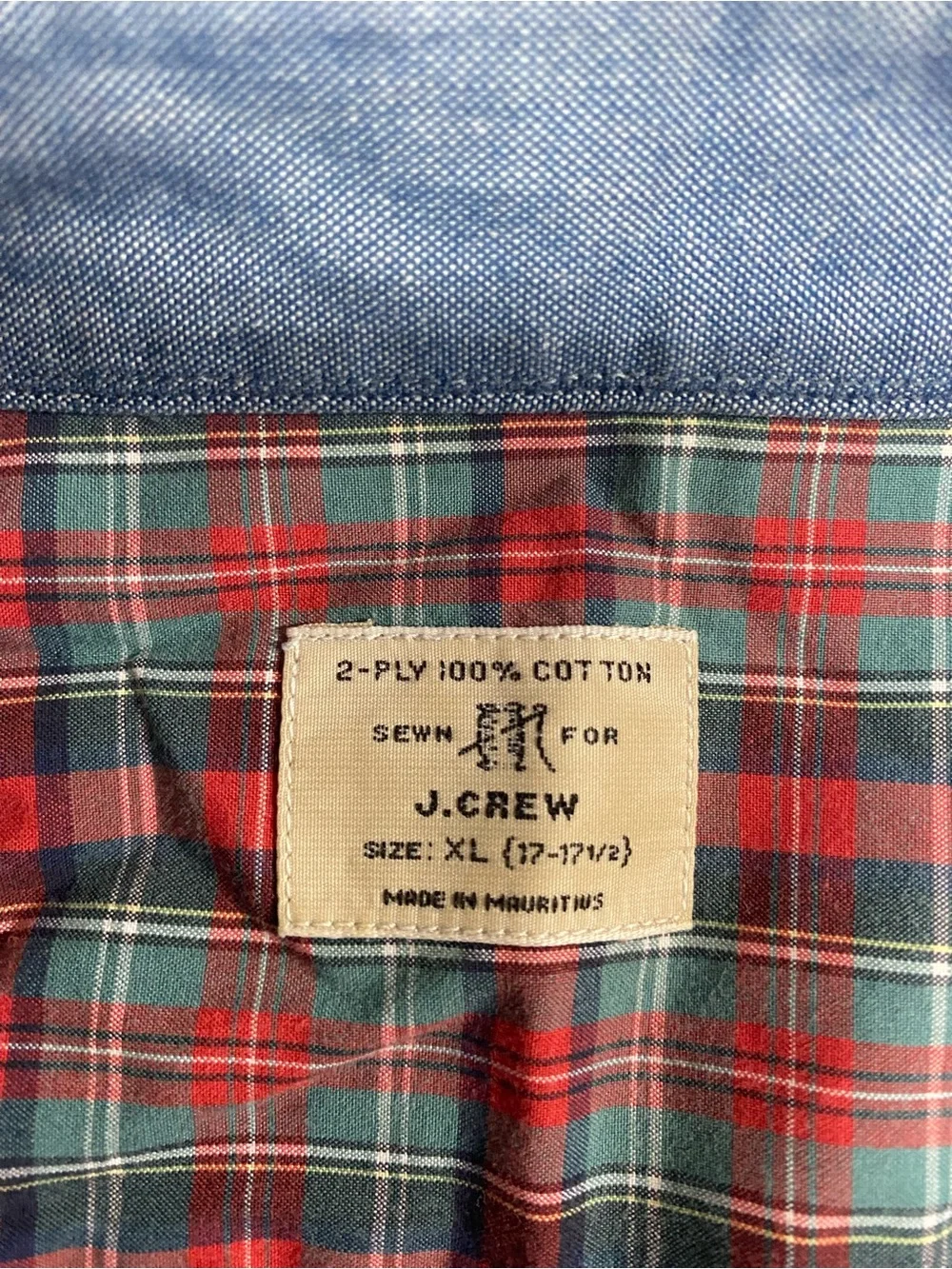 J. Crew Plaid Button-Down Shirt in Red and Blue Men’s XL